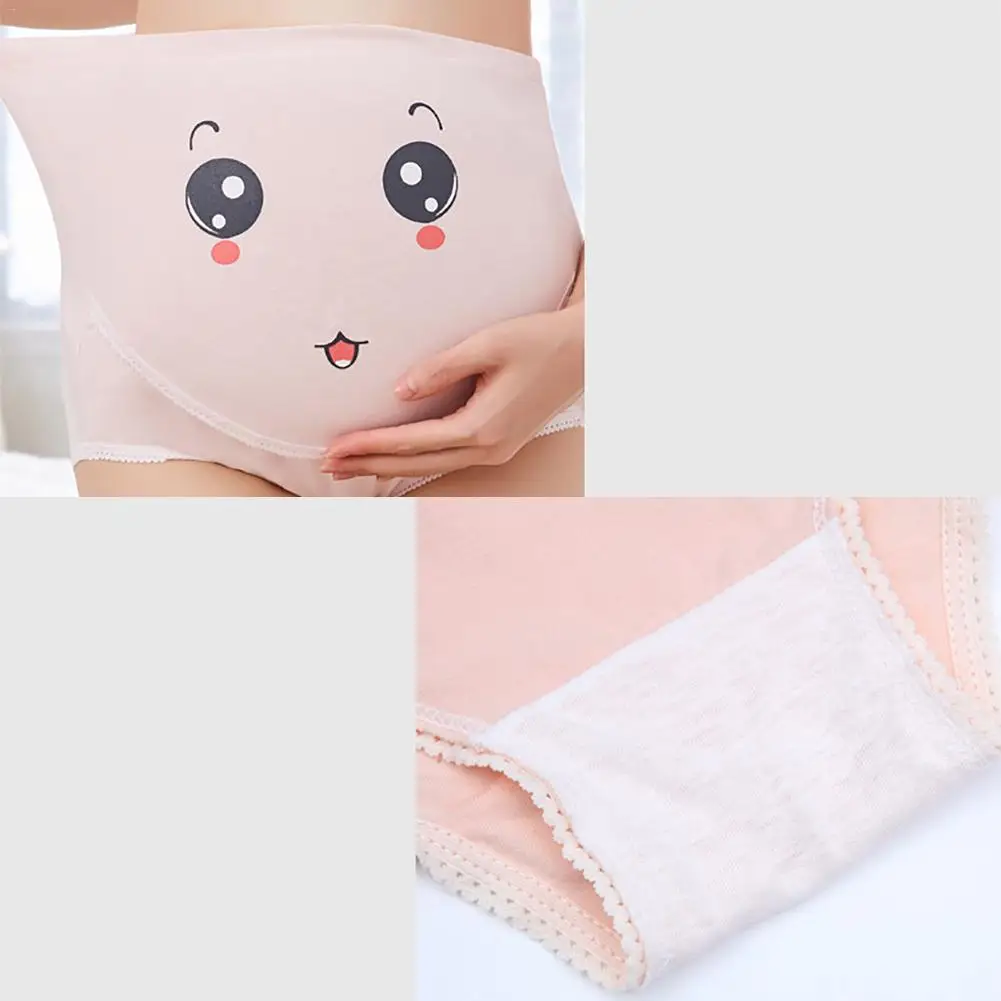 Cartoon Breathable High Waisted Briefs Belly Support Panties Pregnant Woman Adjustable Underwear cotton cute