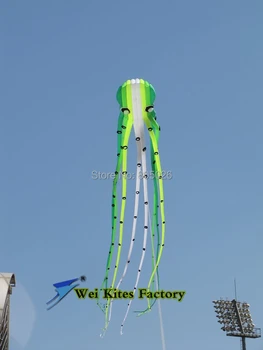 

free shipping high quality 23m Soft Octopus kite with handle line easy control sport kite line paragliding wheel wholesale