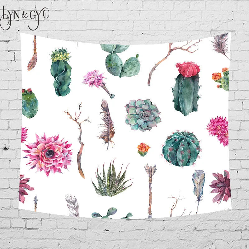 

Floral Cactus Watercolor Hanging Wall Tapestries Mandala Bohemian Tapestry Landscape Wallpaper Wall Art Shawl Throw 5sizes