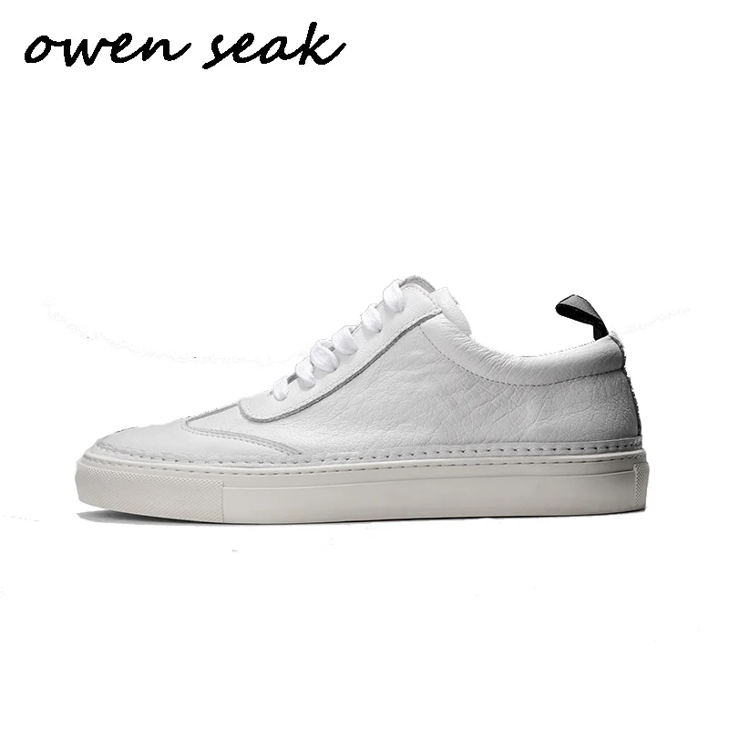 

Owen Seak Men Casual Shoes Cow Genuine Leather Luxury Trainers Autumn Casual Loafers Lace-Up Flats Shoes Spring Sneakers