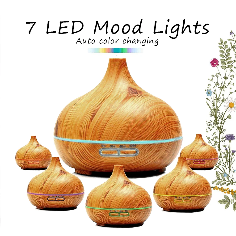 

VVPEC 300ml Wood Grain Aromatic Humidifier And Diffuser Essential Oil Diffuser Home Humidifiers