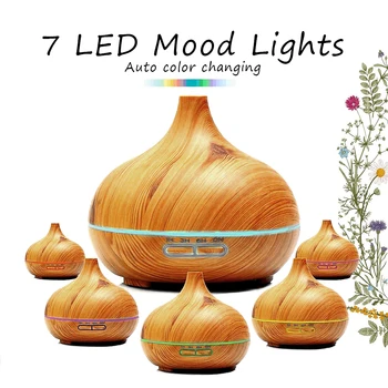 

VVPEC 300ml Wood Grain Aromatic Humidifier And Diffuser Essential Oil Diffuser Home Humidifiers