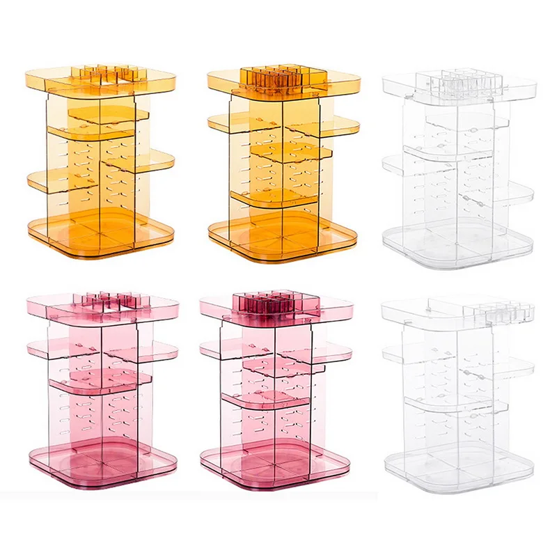 360-degree Rotating Makeup Organizer cosmetic Display Case round jewelry storage rack box Adjustable Cosmetic Storage Rack