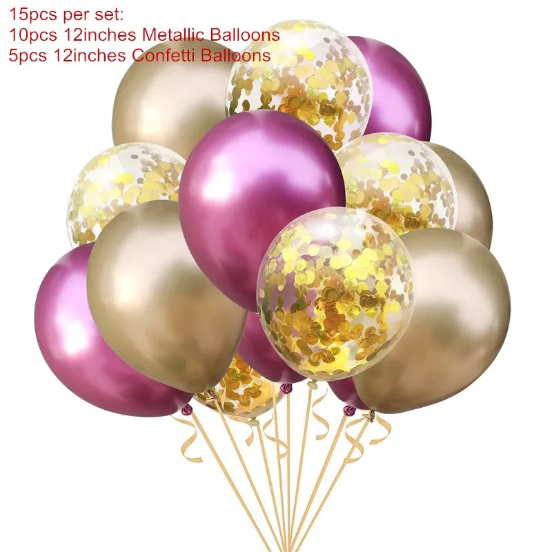 15 шт металлические шары с днем рождения Золотой воздушный шар "Конфетти" вечерние свадебные украшения Детские воздушные шары воздушный шар Гелиевый шар - Цвет: rose gold