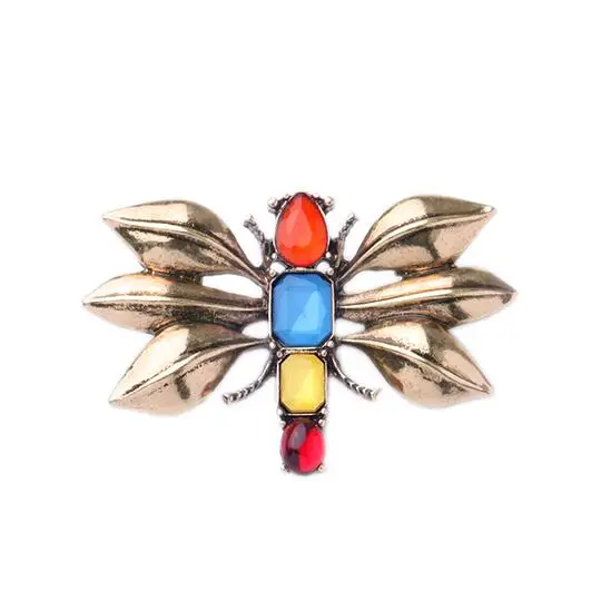 Antique European Women Fashion Jewelry Colorful Gem Dragonfly Brooch