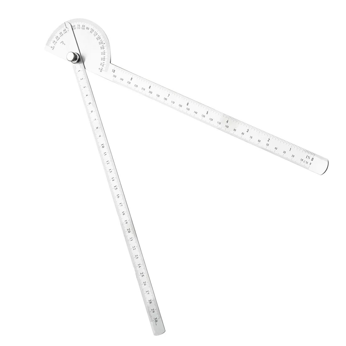 

New 2*30 cm Goniometro Ruler Goniometer Stainless Steel Protractor Round Head Angle 180 Degrees Rotation for Handymen Builders