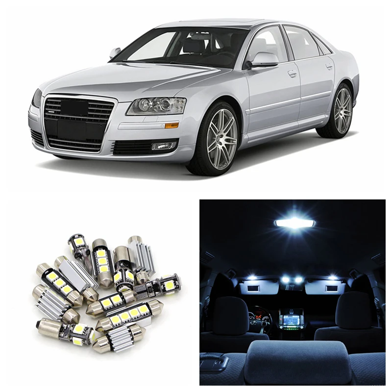 Белые Автомобильные светодиодные лампы Canbus 23 шт. посылка 2002-2010 Audi A8 D3 карта дверь