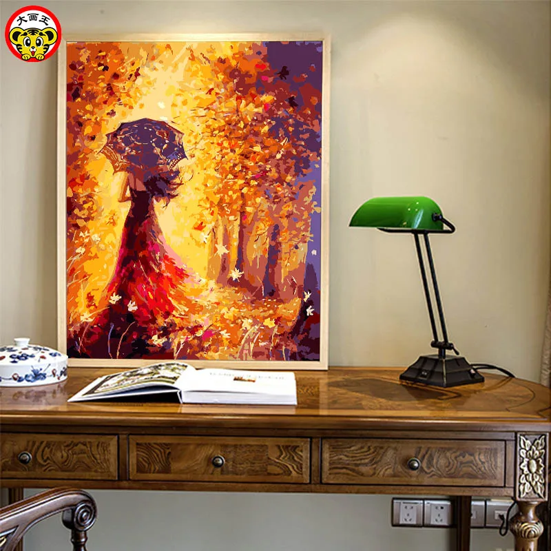 

painting by numbers art paint by number Fill color abstract animal thick oil multi paint knife draw big red rooster color canvas