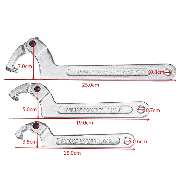 Adjustable Hook Wrench Pin Wrench C Shape Spanner Chrome Vanadium Tool Hand Tool Motorcycle SYD Multi-Sizes