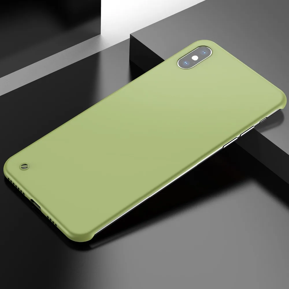 Borderless Cases For iPhone Xr X Xs Max Cover Candy Color Frameless Scrub Slim Hard PC (9)