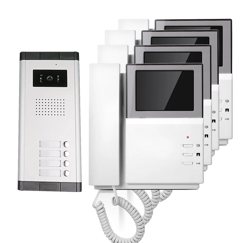 

FREE SHIPPING New Handheld 4.3" Color TFT Screen Video Intercom Door Phone System + Outdoor Doorbell Camera for 4 Family House