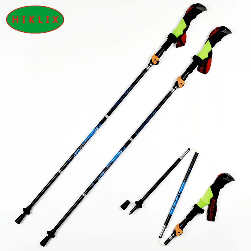 1 Pair Trekking Alpenstock Super Strong Nordic Walking Sticks Folding