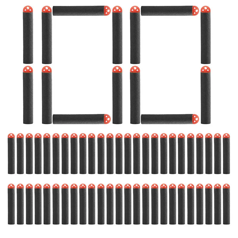 Разноцветные мягкие пули для пистолет с тремя отверстиями головка EVA пены пуля для страйкбол Пистолеты для Nerf пули 100 шт./упак - Цвет: Черный