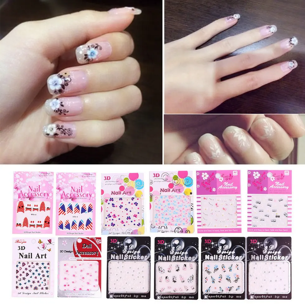 

Pretty 1Pc 3D Flower Nail Art Stickers Manicure Decals DIY Accessories Best selling Nail Art Decoration Sticker