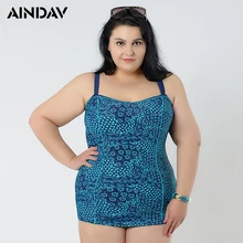 Король Размеры 2XL-6XL Для женщин с милым принтом Одна деталь купальник сексуальный плавательный костюм, бикини, юбка Стиль плюс Размеры Одна деталь B300