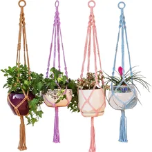 Colorful Macrame Plant Hanger Hanging Planter Holder Basket for Garden Flower Pot Indoor Outdoor Decoration 40 Inch(1M)
