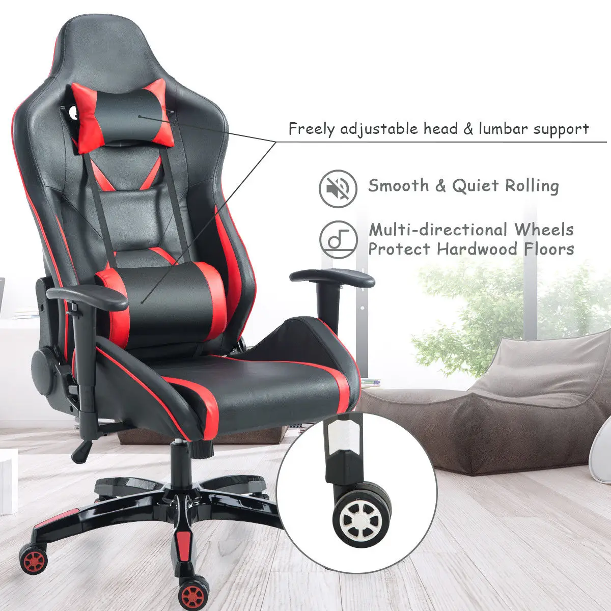 Giantex Gaming Chair High Back Racing Recliner Office With Giantex Gaming Chair High Back Racing Recliner Office With Lumbar Support Headrest Ergonomic Computer Armchairs Hw56580 In Chairs From