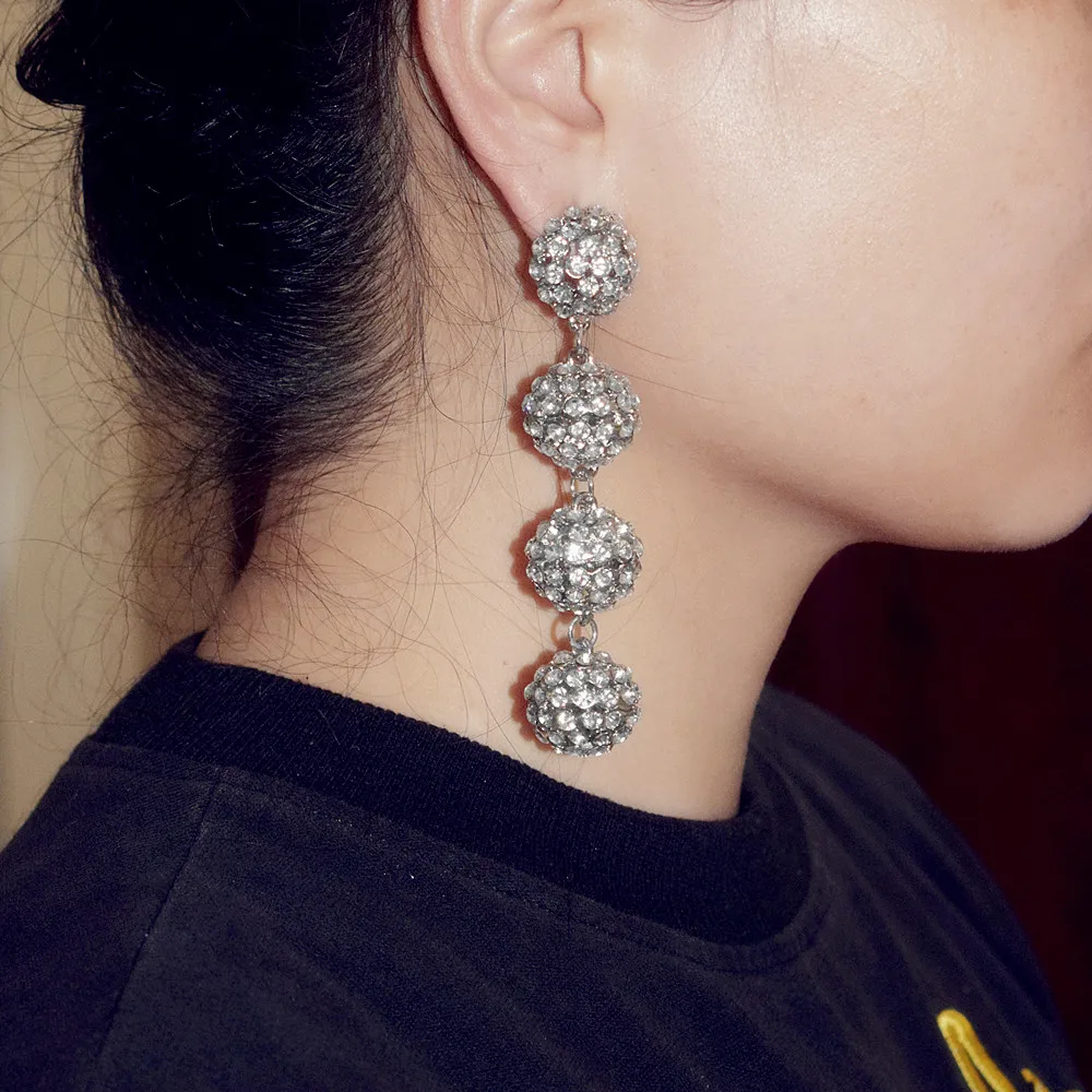 

2019 Luxury Shiny Rhinestone Balls Drop Dangle Earrings For Women Jewelry Fashion Bohemian Style Collection Earrings Accessories