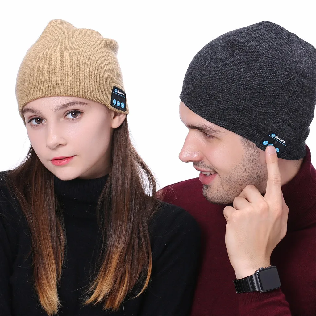 Новые зимние шапки для женщин и мужчин музыкальная Bluetooth шляпка с стерео наушники гарнитура динамик беспроводная теплая круглая Лыжная кепка хип хоп