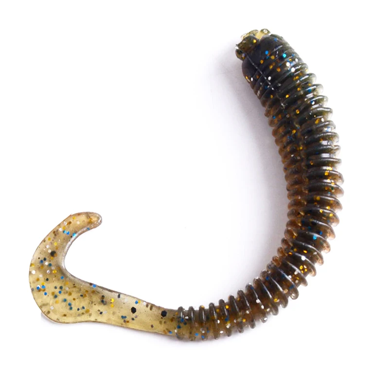 5Pcs 2g/8cm Fishing Lure artificial Soft Bait Silicone Bass Minnow Bait soft worm curly tail grub Jig Head Fly Fishing Pasca