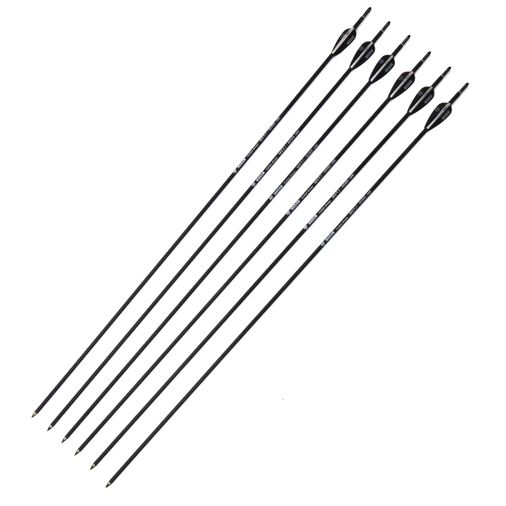 6/12/24 pcs 80cm Spine1000 Carbon Arrows with Black and White Feather for Compound/Recurve Bow Hunting Archery RU