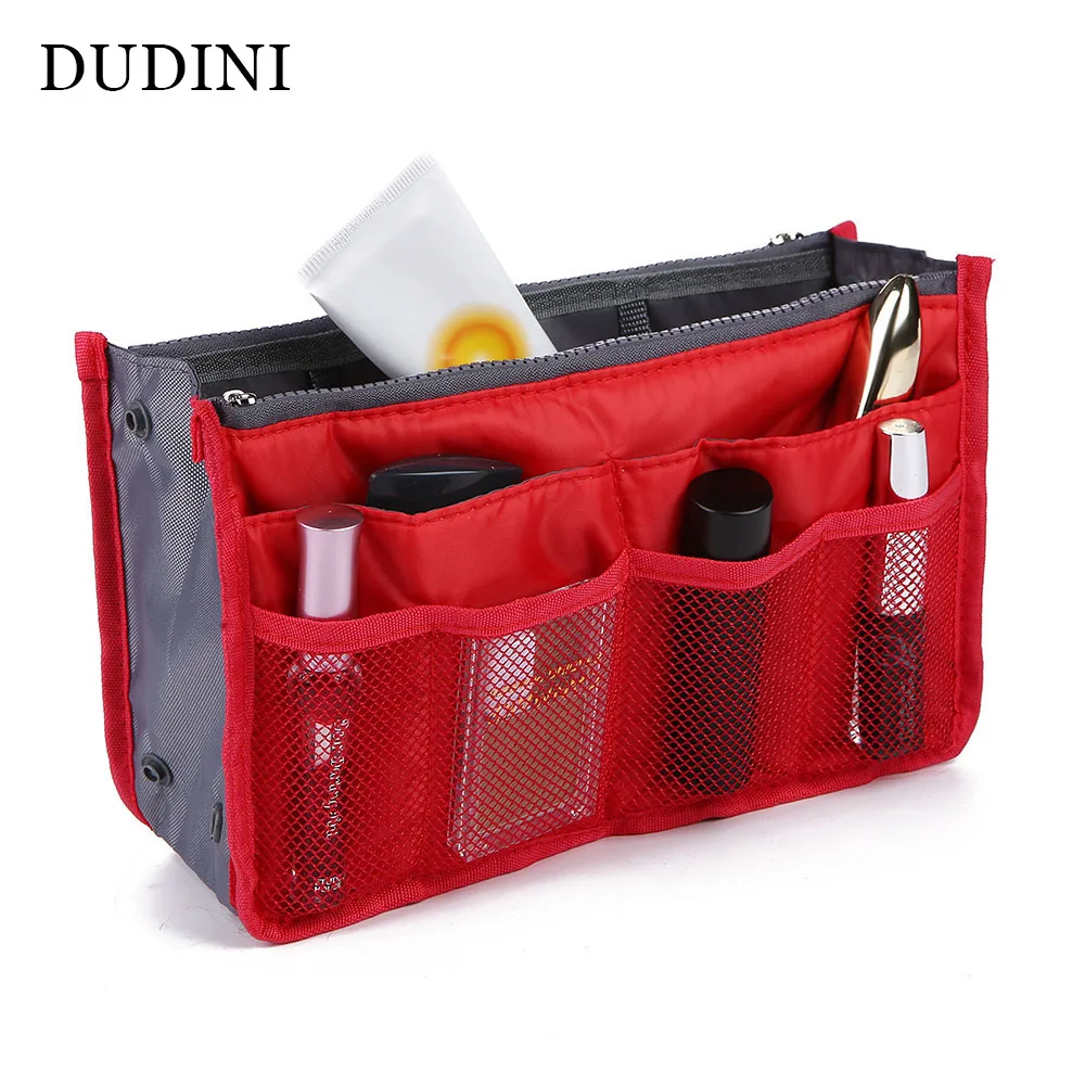 Cosmetic Bag in Bag,Double Zipper Portable Multifunctional Travel Pockets Handbag Storage Bag,Fadish Travel Organizer Makeup Bag