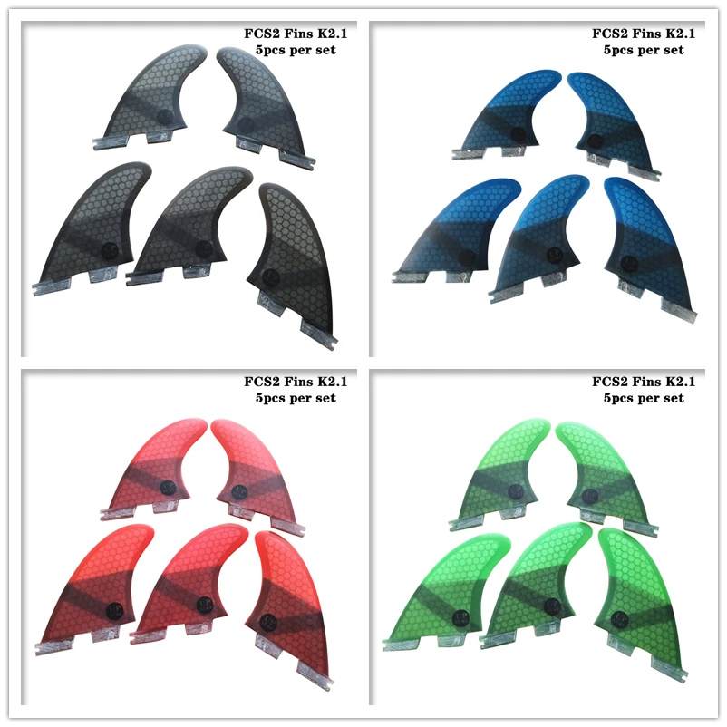 Surf FCS2 Fin K2.1 Black/Blue/Red/Green Fibreglass Honeycomb Surf Fins SUP Board Fin
