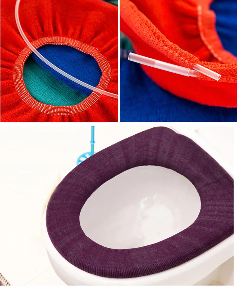 Чехол для унитаза для ванной комнаты, моющийся Мягкий теплый коврик, мягкое сиденье для унитаза, чехол, разные цвета, аксессуары для ванной комнаты