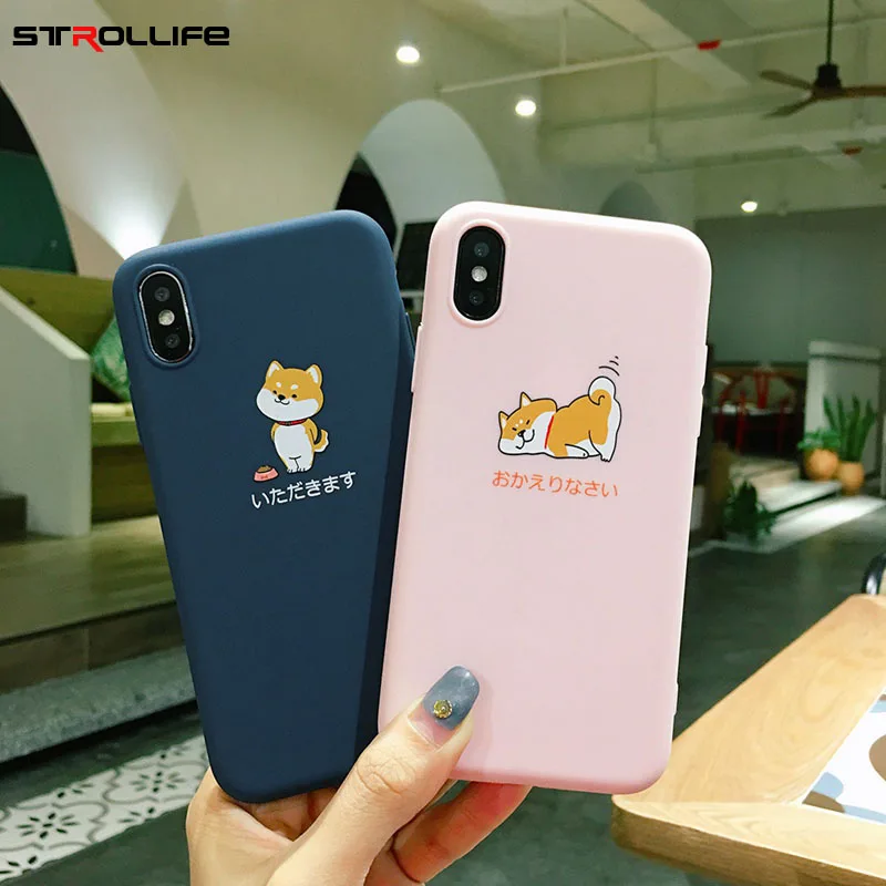 

STROLLIFE Naughty Shiba Phone Shell for iPhone X XS Max XR Case Cute Puppy Soft Cover for IPhone 8 6s 7 Plus Lovely Cartoon Dog