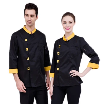 

New 4-buckle Autumn&Winter Long-sleeved Chef Jacket Uniform Restaurant Hotel Man Woman Overalls Cook Suit Work Wear Coat