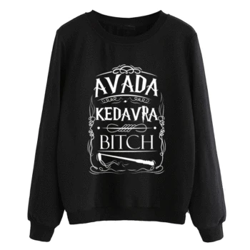 

hipster fleece pullovers women tracksuits dropship hip hop lady casual o-neck hoodies Avada Kedavra Bitch sweatshirt 2019 autumn