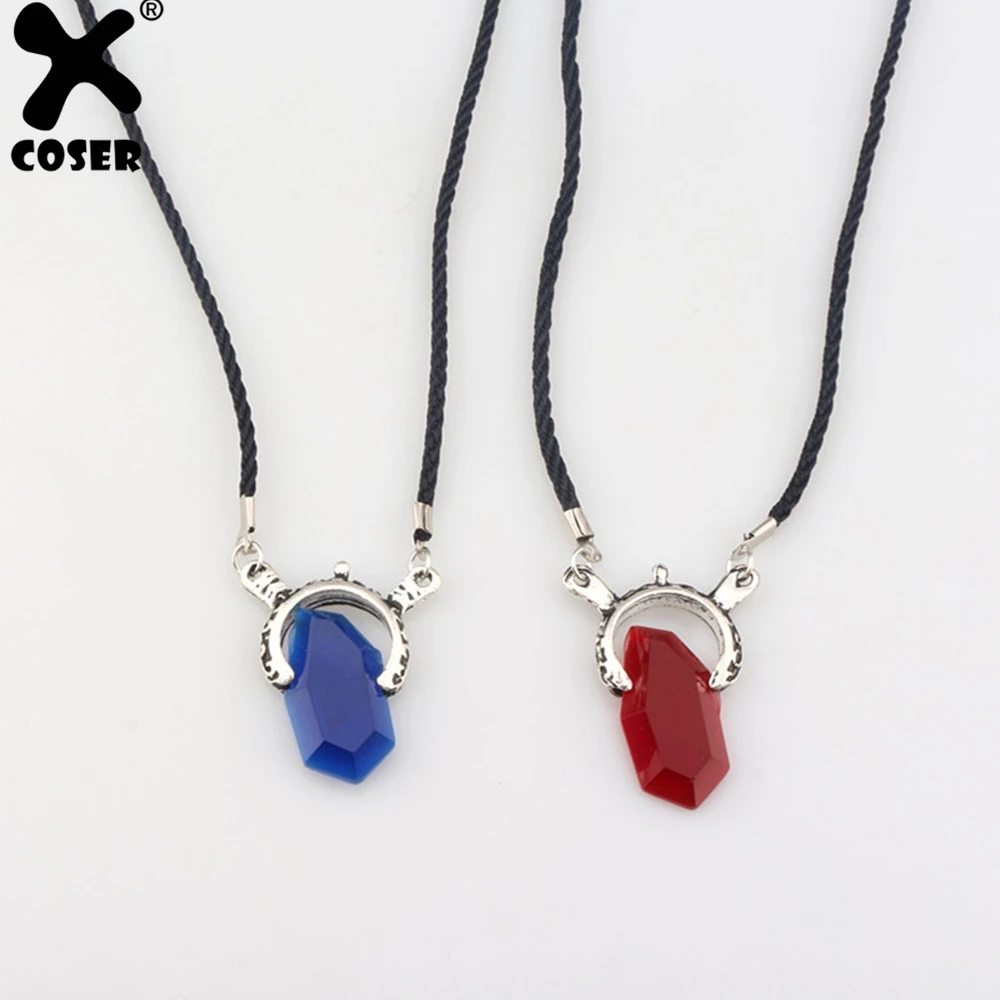 

XCOSER 2019 Devil May Cry 5 Dante Necklace Demon Hunter Soulstone Cosplay Costume Prop Blue or Red Alloy Vigil Pendant For Mens