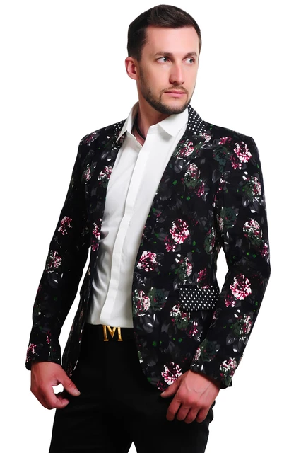 Loldeal-Blazer Blazer con estampado de flores para hombre, Blazer de talla grande entallado, estilo bohemio, 2018 _ - AliExpress Mobile