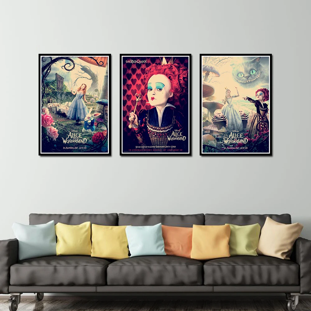 

Alice in Wonderland Retro Kraft Poster Decorative DIY Wall Canvas Sticker Home Bar Art Posters Decor