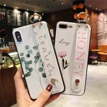 

Fashion Leaves Honey Pattern Hand Holder Stand Soft TPU Back Cover For iPhone 6 6s Plus X XR Xs Max 7 8 Plus Phone Cases Coque