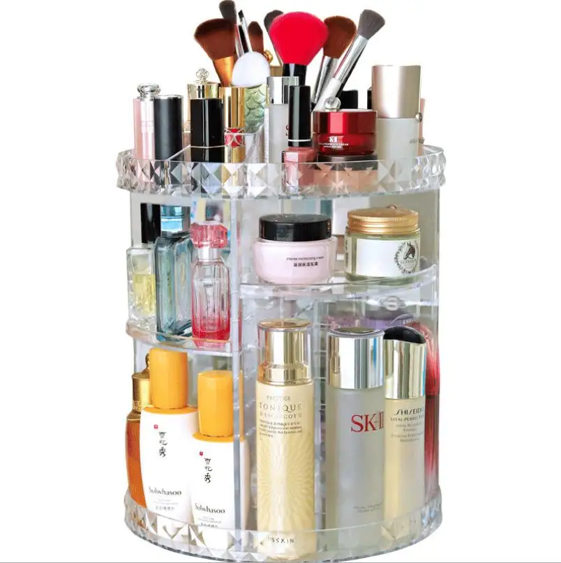 Women Makeup Organizer 360-Degree Rotating Cosmetic Storage Display Case Holder