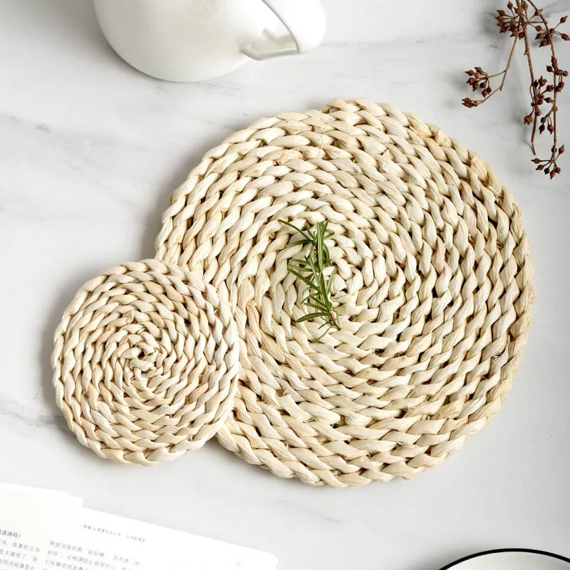 WCIC Natual Straw Water Hyacinth Weave Placemat Kids For Dining Table Round Oval Woven Tablemat Kitchen Dinner Handmade Mat WCIC Natual Straw Water Hyacinth Weave Placemat Kids For Dining Table Round Oval Woven Tablemat Kitchen Dinner Handmade Mat