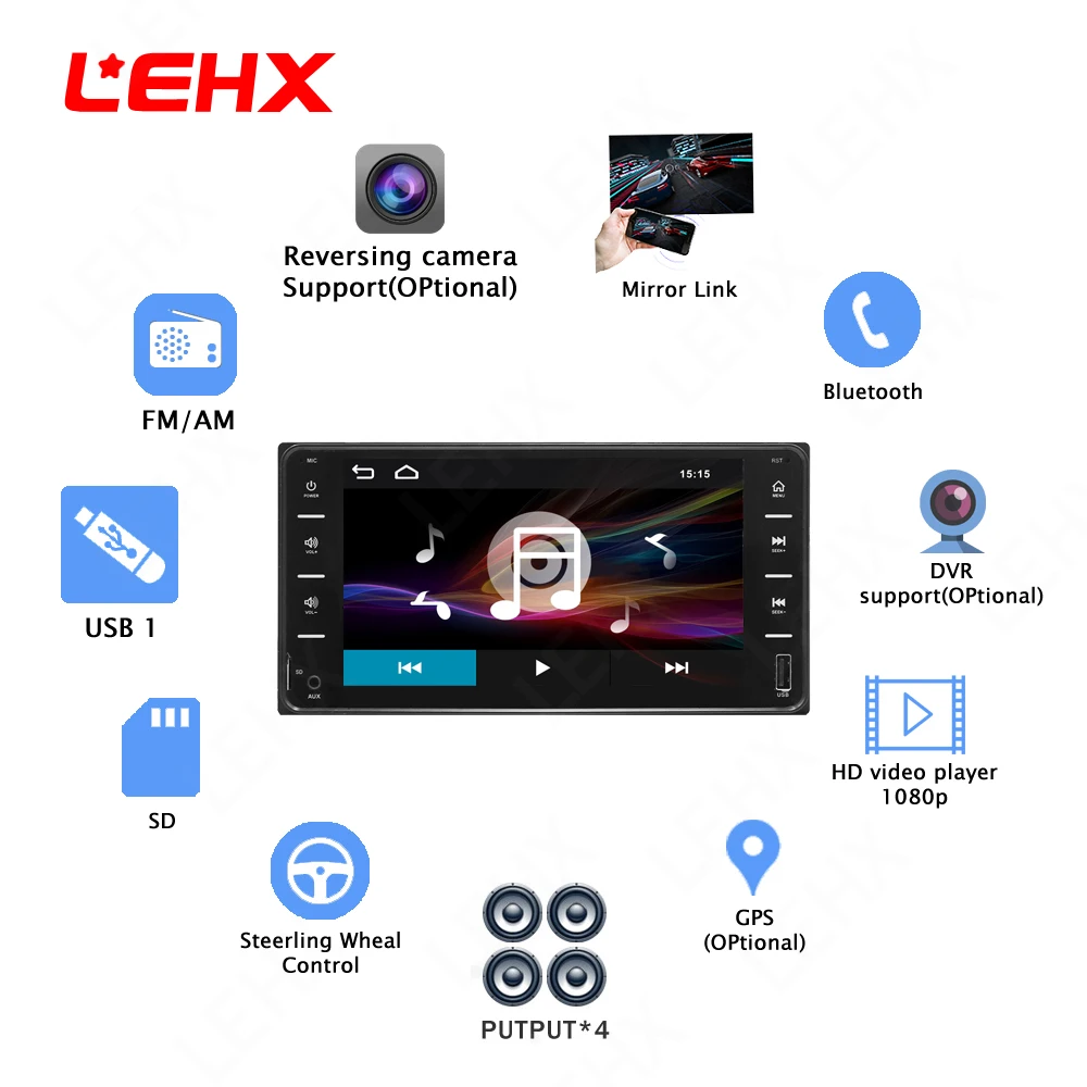 LEHX Автомобильный мультимедийный плеер для Toyota UniversalCar Радио 7 &quotсенсорный MP5