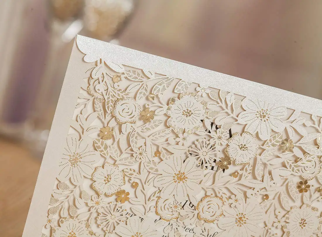  6.3 x 6.3 inch 20Pcs White Square Laser Cut Wedding Invitations Card Paper Bridal Shower Birthday G - 33022942833