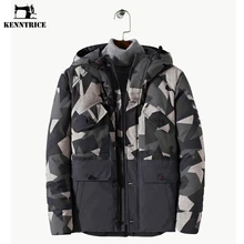KENNTRICE Лидер продаж мужская зимняя куртка камуфляжная Лоскутная парка с капюшоном мужские хлопковые толстые и теплые зимние пальто