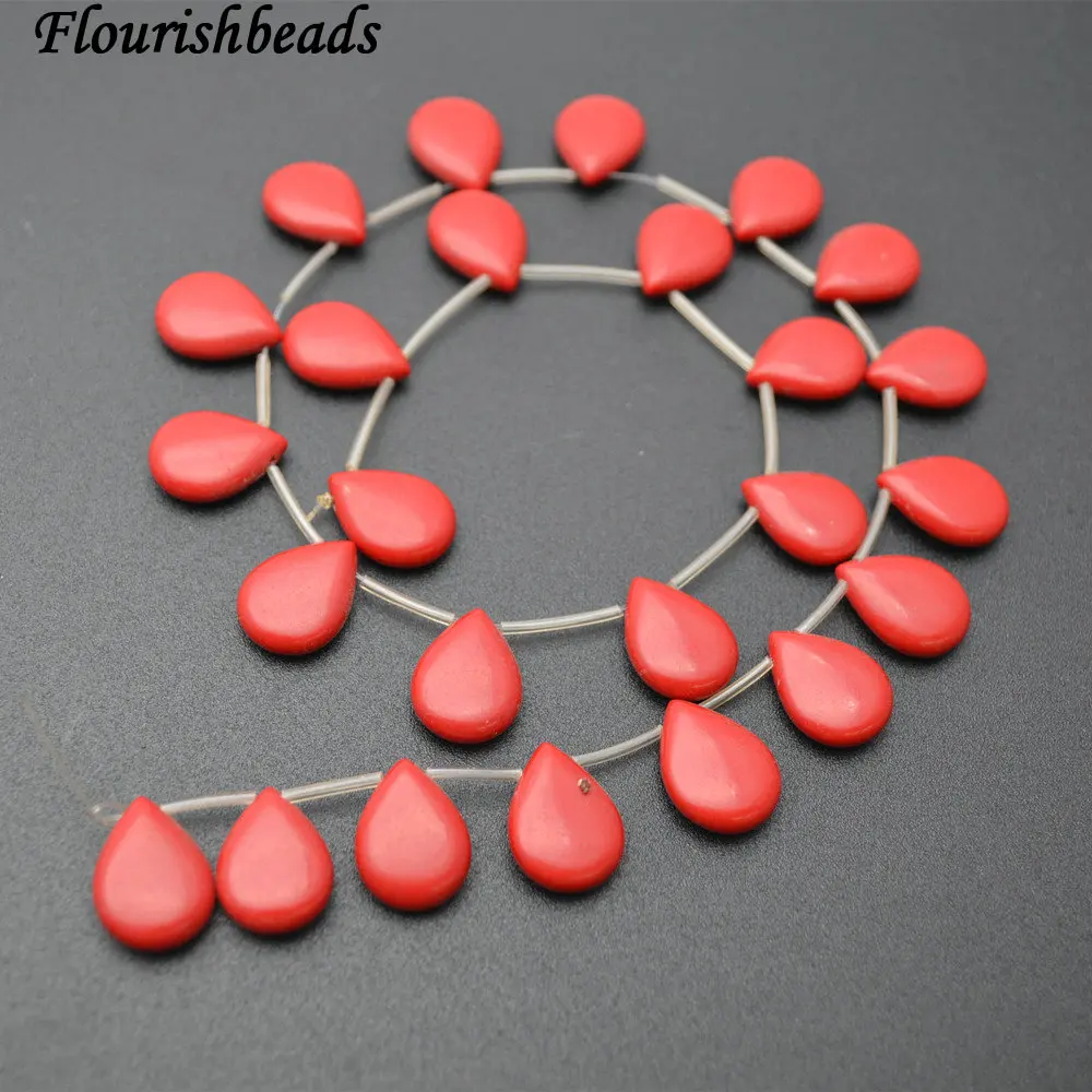 

12x16mm Red Howlite Stone Flat Drop Pear Shape Loose Beads