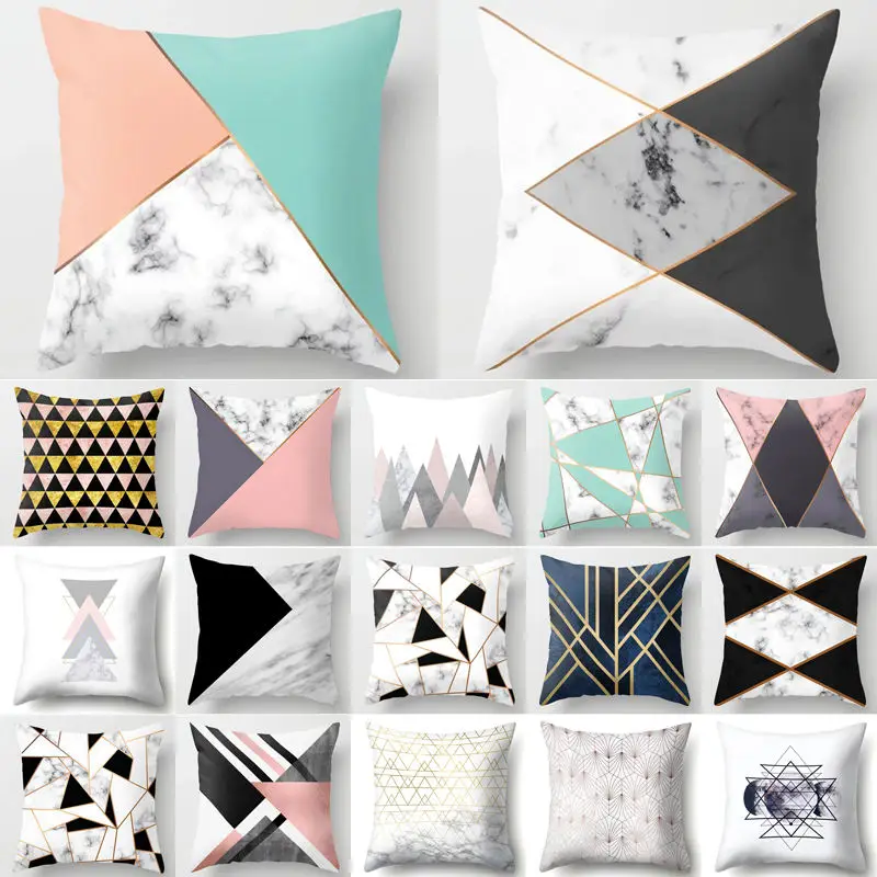 

Gray Geometric Marble Sofa Decorative Cushion Cover Pillow Pillowcase Polyester 45*45 Throw Pillow Home Decor Pillowcover 40507