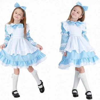 

Kids Girl Maid Dress Cosplay Princess Skirts Costume Fashion Clothing for Wedding Halloween Stage Show Outfit New