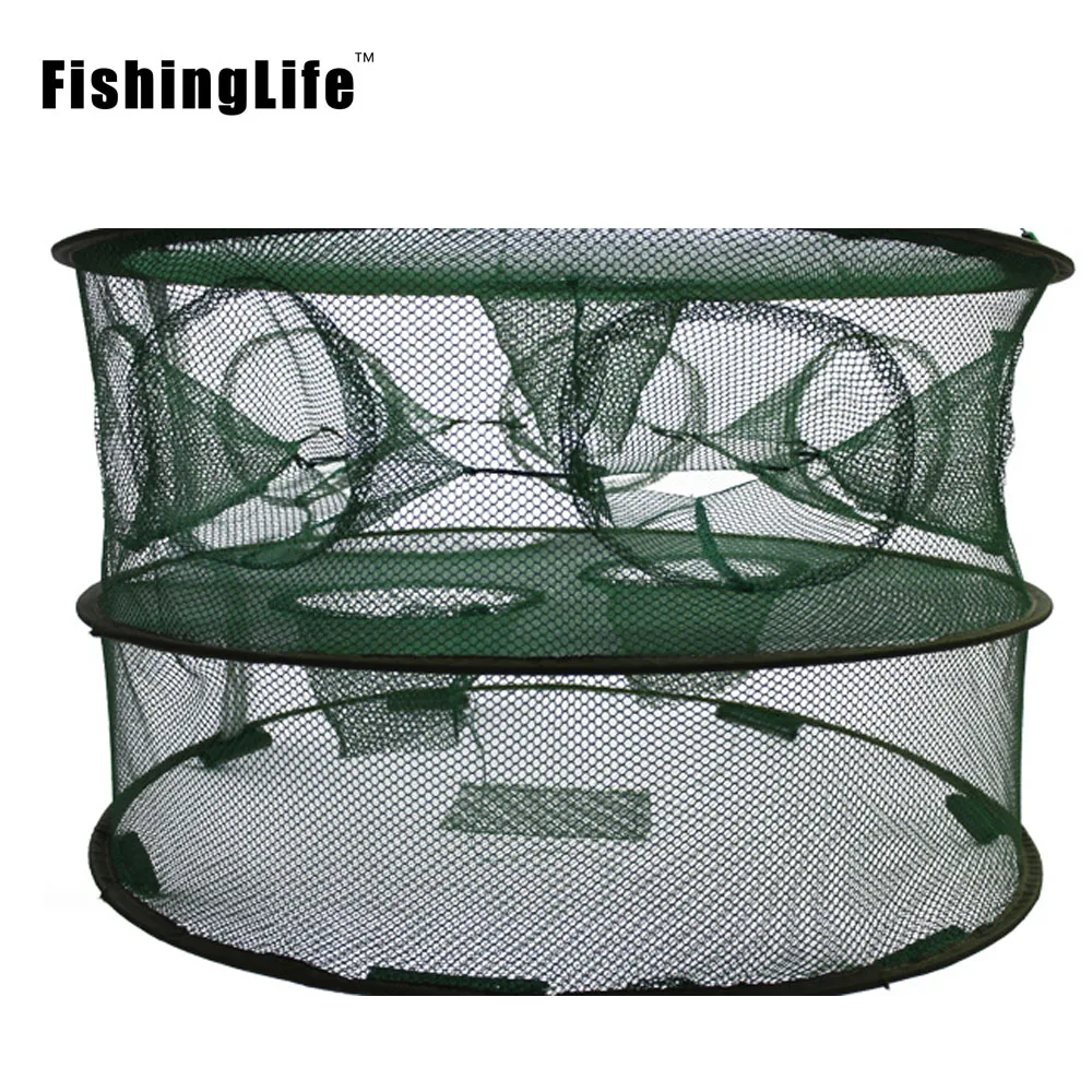 Автоматическая складная рыболовная сеть FishingLife круглая двухслойная ловушка для