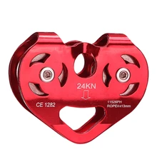 Zipline Кабельная Тележка Алюминиевый шкив ролик двойной шкив высокая скорость для скалолазания спасательных/садовых и домашних рабочих 24KN