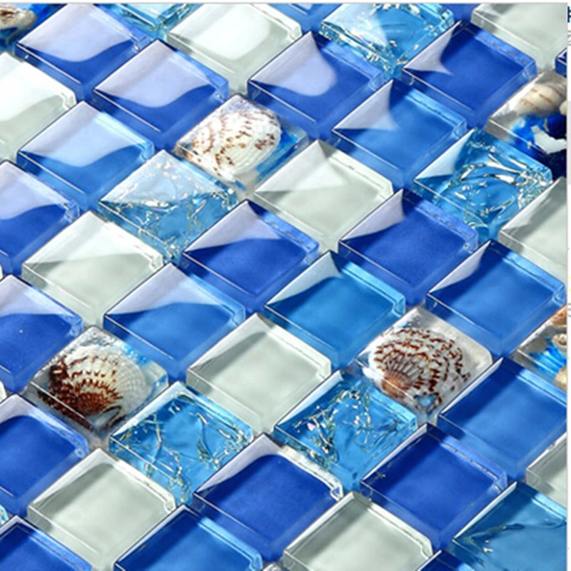 Средиземноморский синий кристалл стекло микс натуральный корпус мозаичная плитка кухня щиток гостиной дуплекс здания Лестницы украшения