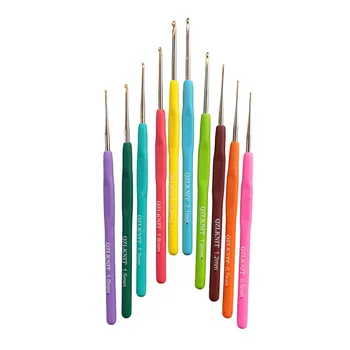 

10Pcs Metal Knitting Needles Crochet Hooks Tool With Ergonomic Grips 0.5-2.2mm
