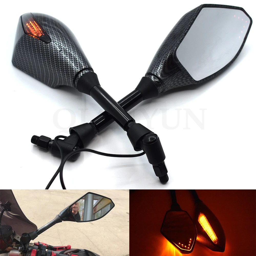 

Motorcycle Rearview Mirrors Black With LED Turn Signal Integrated Mirrors For Yamaha FZ6 FAZER FZ6R FZ8/ XJ6 MT-07/FZ-7 MT-09/SR