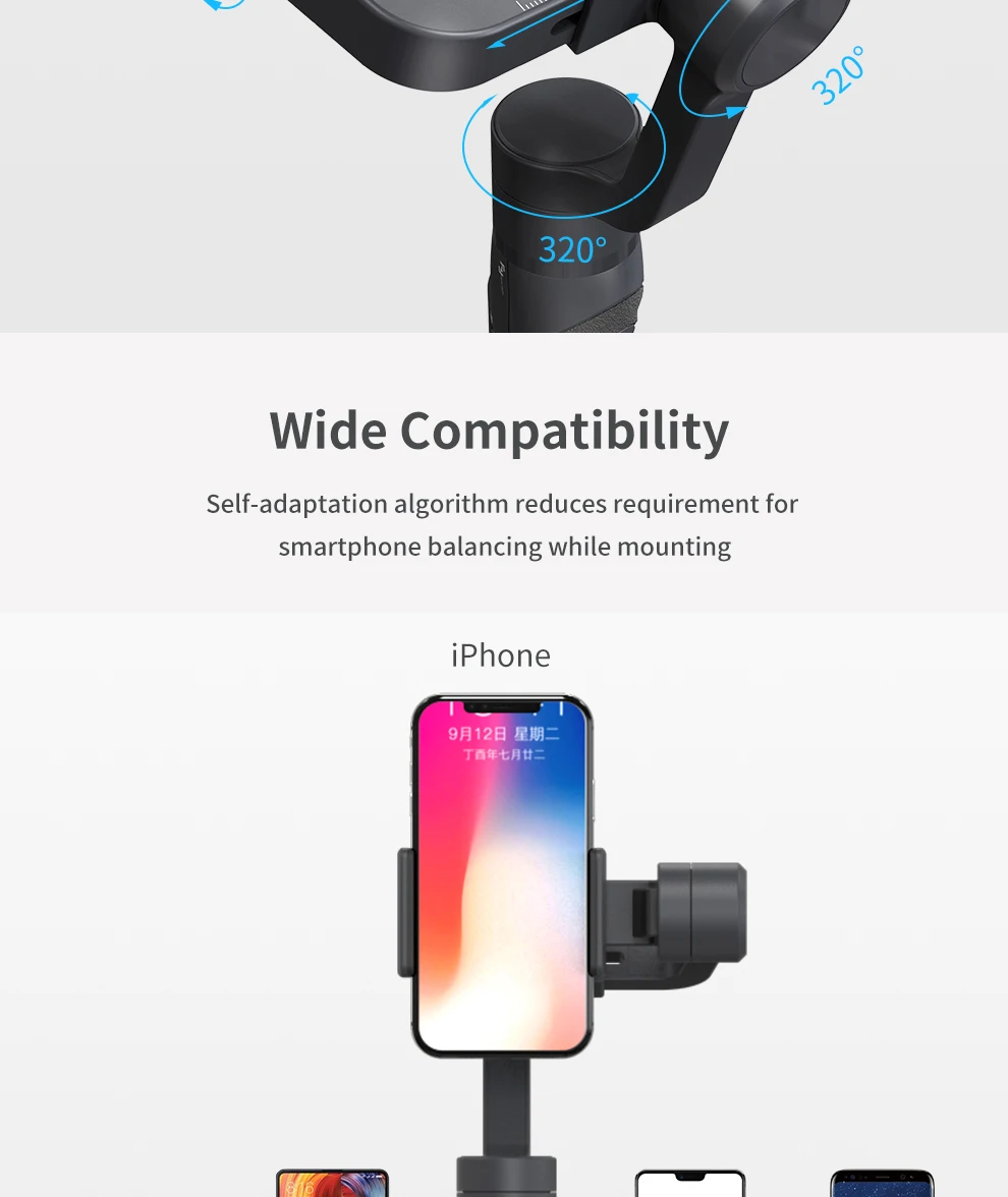 В Великобритании) FeiyuTech Vimble 2 3-Axis ручной шарнирный стабилизатор для камеры для iPhone X, 8, 7 плюс samsung Galaxy S9+ S9 смартфон