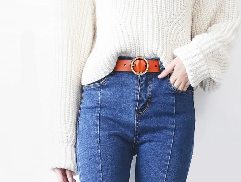 New Design Fashion Women's Belts Genuine Leather Brand Straps Female Waistband gold Pin Buckle belt student Jeans cowskin lady